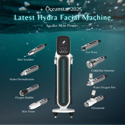 Multifunctional Standing 8 In 1 Hydrafacial Machine Skin Care Oxy Jet Skin Analysis Aqua Peeling Hydrafacial Dermabrasion